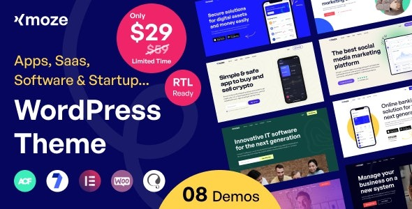 Xmoze Saas Software Startup WordPressstartup and sass WordPress Theme suitable for your Sass Startup Agency