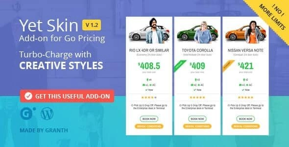 Transform your Go Pricing tables with the Yet Skin Add-on! Enjoy unparalleled design freedom with customizable features like multi-layered backgrounds