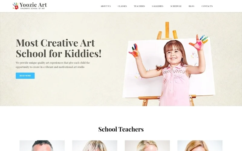 Yoozie is a bright and creative WordPress theme for a children art school. It can be also useful for other niches related to children education