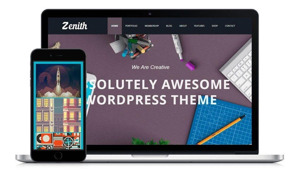 Zenith WordPress theme is a modern and responsive WordPress theme that combines the power of the WordPress Customizer and the Visual Composer page builder to allow you to create a website for virtually anything.