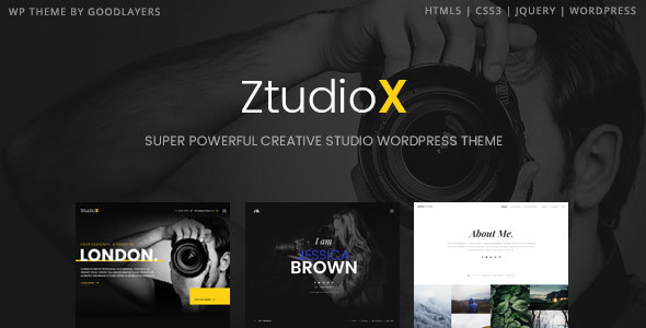 Showcase your photography portfolio with the ZTudio X Creative Studio WordPress Theme. Professional