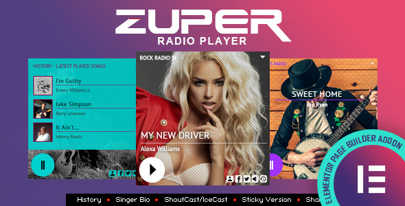 Elevate your online radio with Zuper - Shoutcast  Icecast Radio Player. Integrates with Elementor for easy setup and customization. Subscribe to Bevaultx.