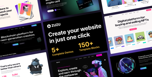 Zuzu NFT  Crypto WordPress Theme suitable for your Crypto Card