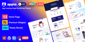 The Appie App Landing Page WordPress theme is a modern and versatile theme designed for showcasing and promoting mobile applications. It is perfect for app developers