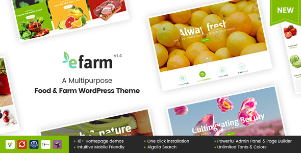 Revamp your food website with eFarm – A Multipurpose Food WordPress Theme. Get it now at Bevaultx for an engaging