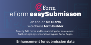 easySubmission is a premium add-on for eForm WordPress Form Builder plugin which provides a bunch of functionality to handle submissions effectively. Directly Editable Forms Generate a new type of shortcode which would allow you to publish forms in a way that: It will show edit form if user has already…