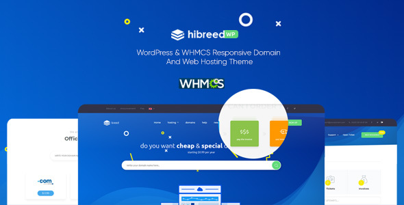 Hibreedit’s WordPress Theme with WHMCS Template included with it