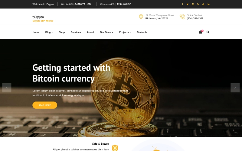 tCrypto is designed to be used as a theme for Crypto-oriented WordPress sites such as Crypto consultancy