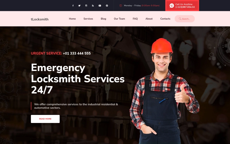 tLocksmith is a WordPress theme specially designed to be used for Locksmith websites i.e. you can easily place eye-catching information such as working hours